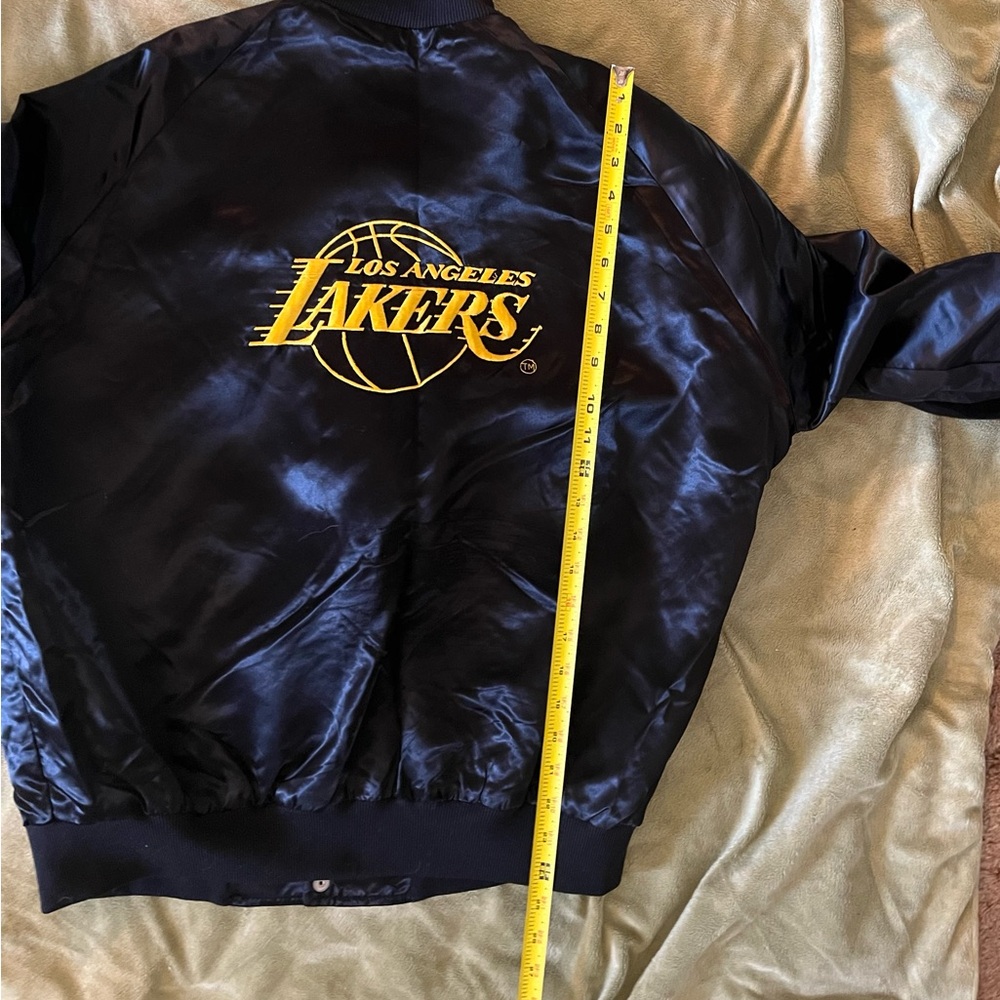 Black Satin Jacket with Gold Lakers Logo